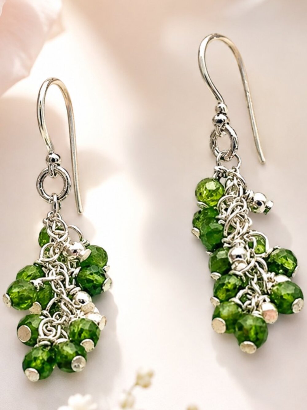 Natural Chrome Diopside Cluster Earrings 💚